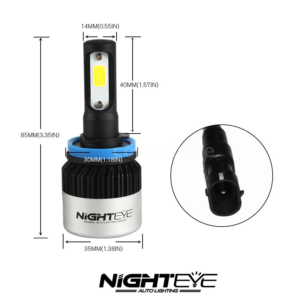 Nighteye H11 H9 H8 Headlight LED Light Driving Bulb Lamp White 72W ...